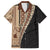 Samoa Siapo Motif Half Style Family Matching Off Shoulder Maxi Dress and Hawaiian Shirt Brown Version