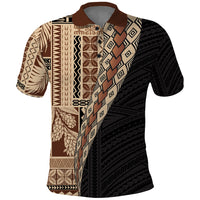 Samoa Siapo Motif Half Style Polo Shirt Brown Version LT03 Brown - Polynesian Pride