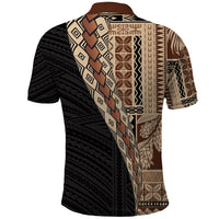 Samoa Siapo Motif Half Style Polo Shirt Brown Version LT03 - Polynesian Pride
