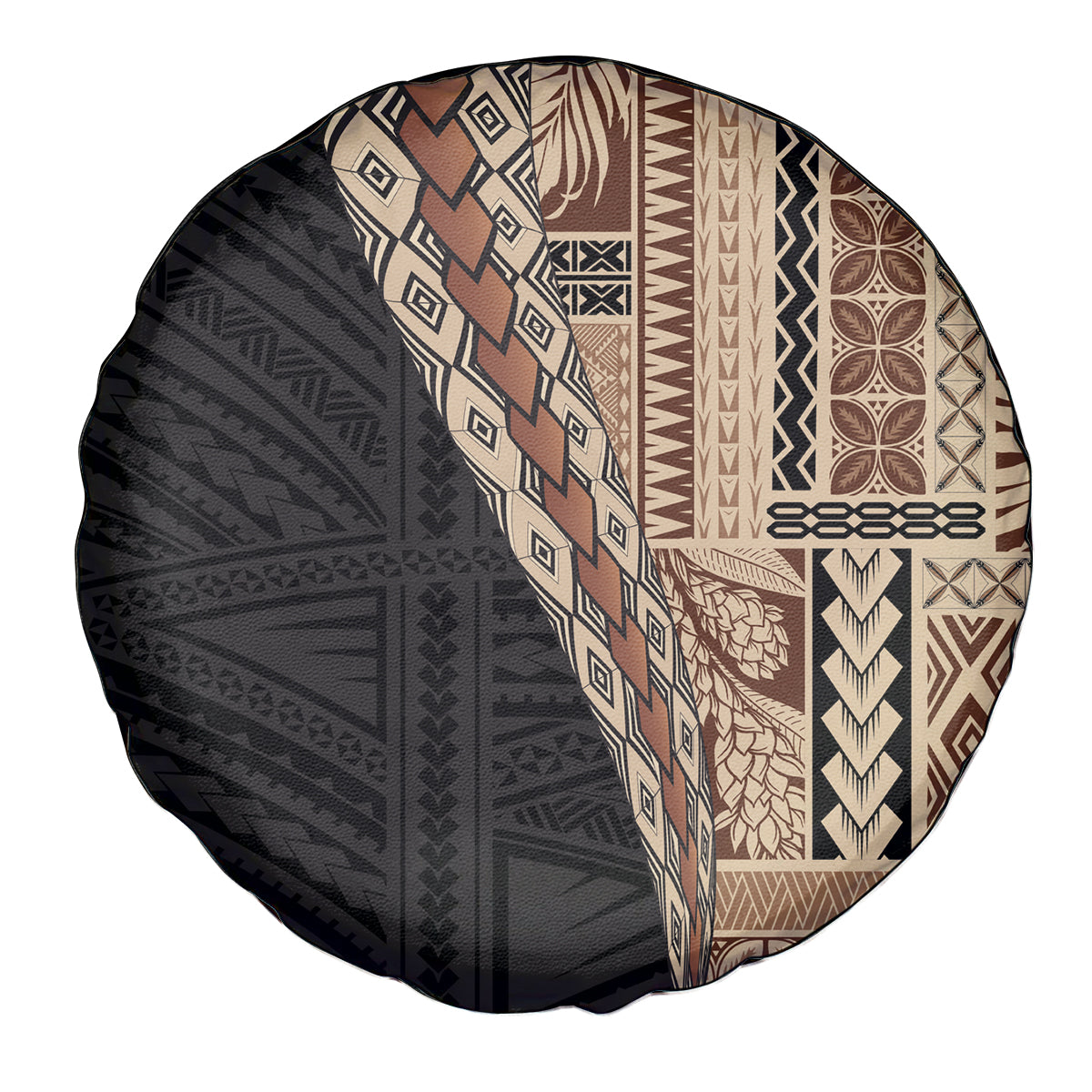 Samoa Siapo Motif Half Style Spare Tire Cover Brown Version