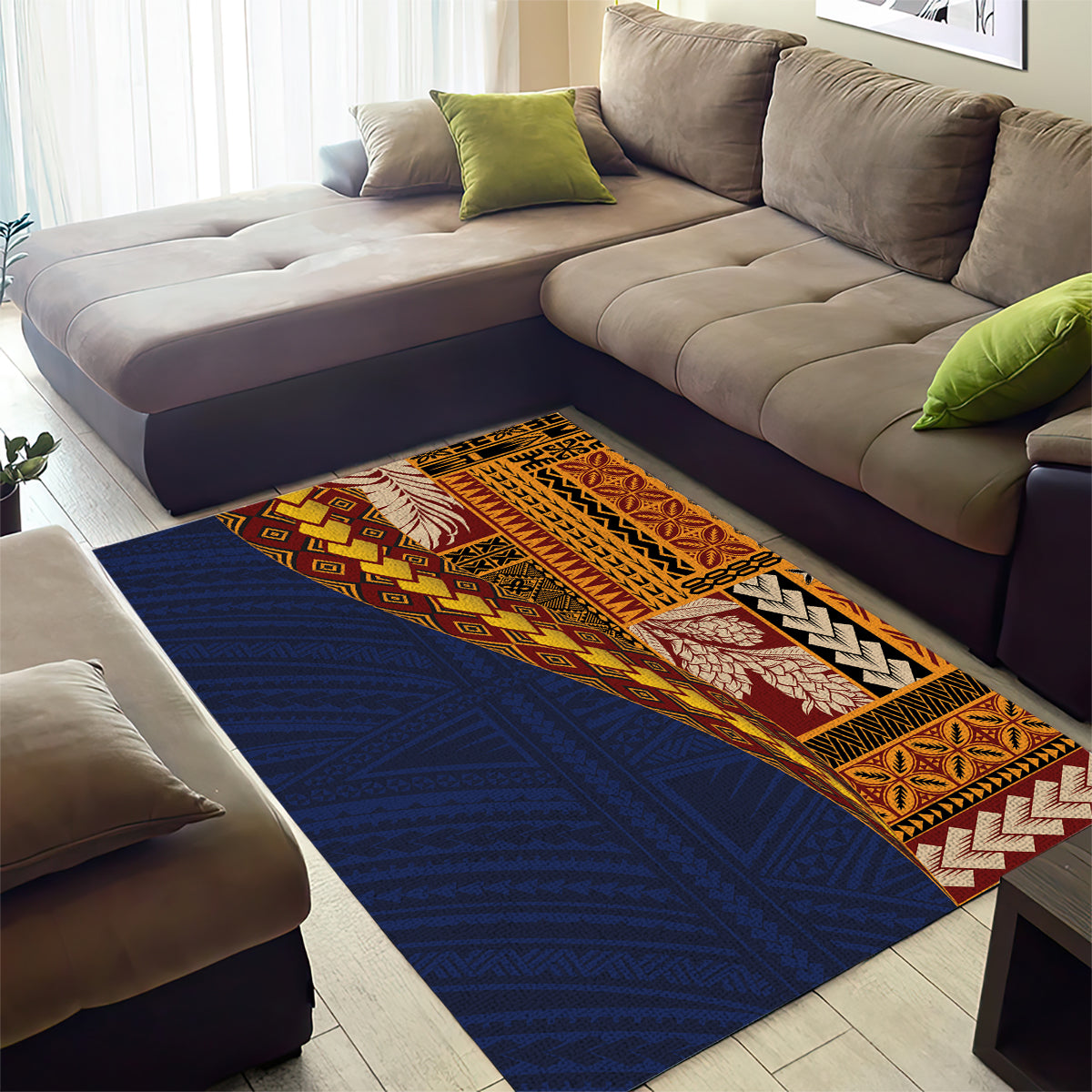 Samoa Siapo Motif Half Style Area Rug Colorful Version