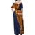 Samoa Siapo Motif Half Style Family Matching Off Shoulder Maxi Dress and Hawaiian Shirt Colorful Version