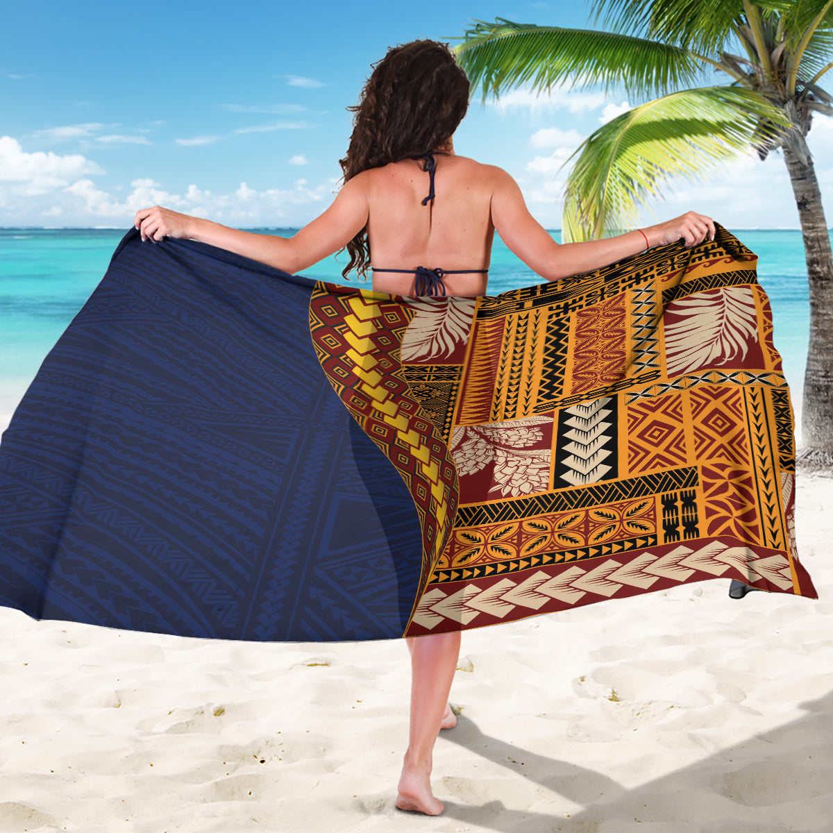 Samoa Siapo Motif Half Style Sarong Colorful Version