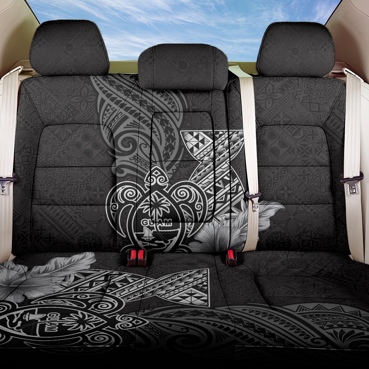 Guam Latte Stone Chamorro Culture Back Car Seat Cover Tapa Pattern