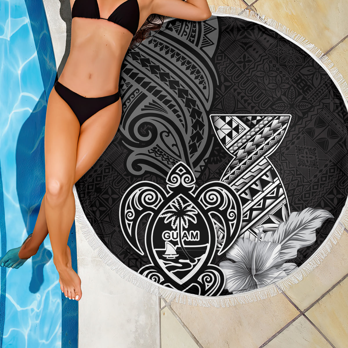 Guam Latte Stone Chamorro Culture Beach Blanket Tapa Pattern