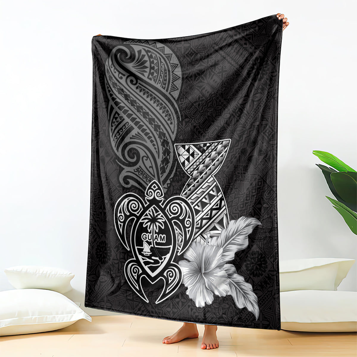 Guam Latte Stone Chamorro Culture Blanket Tapa Pattern