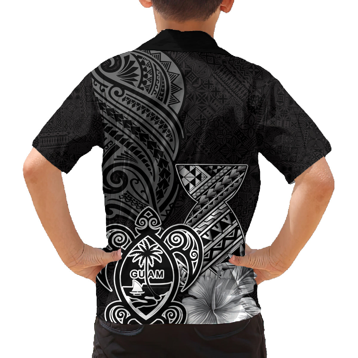 Guam Latte Stone Chamorro Culture Family Matching Off Shoulder Maxi Dress and Hawaiian Shirt Tapa Pattern LT03 - Polynesian Pride