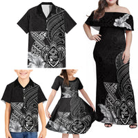 Guam Latte Stone Chamorro Culture Family Matching Off Shoulder Maxi Dress and Hawaiian Shirt Tapa Pattern LT03 - Polynesian Pride