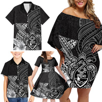 Guam Latte Stone Chamorro Culture Family Matching Off Shoulder Short Dress and Hawaiian Shirt Tapa Pattern LT03 - Polynesian Pride