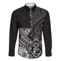 Guam Latte Stone Chamorro Culture Family Matching Off Shoulder Short Dress and Hawaiian Shirt Tapa Pattern LT03 Dad's Shirt - Long Sleeve Black - Polynesian Pride