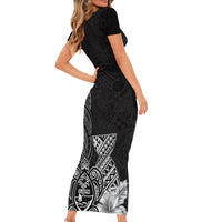 Guam Latte Stone Chamorro Culture Family Matching Short Sleeve Bodycon Dress and Hawaiian Shirt Tapa Pattern