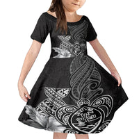 Guam Latte Stone Chamorro Culture Kid Short Sleeve Dress Tapa Pattern LT03 KID Black - Polynesian Pride