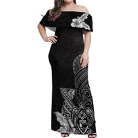 Guam Latte Stone Chamorro Culture Off Shoulder Maxi Dress Tapa Pattern