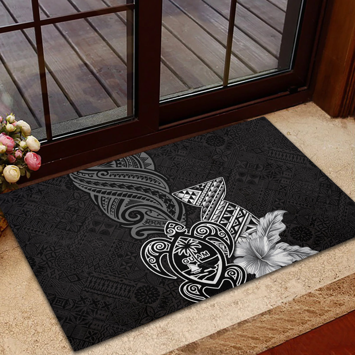Guam Latte Stone Chamorro Culture Rubber Doormat Tapa Pattern