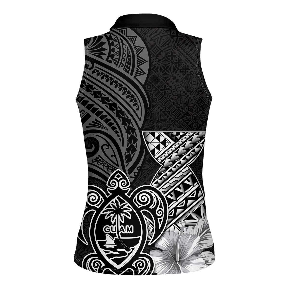 Guam Latte Stone Chamorro Culture Women Sleeveless Polo Shirt Tapa Pattern