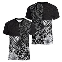 Guam Latte Stone Chamorro Culture Women V-Neck T-Shirt Tapa Pattern