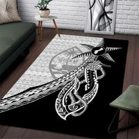 Guam Fish Hook and Palm Tree Area Rug Polynesian Pattern Half Style