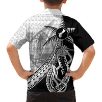 Guam Fish Hook and Palm Tree Family Matching Short Sleeve Bodycon Dress and Hawaiian Shirt Polynesian Pattern Half Style LT03 - Polynesian Pride