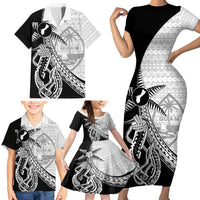 Guam Fish Hook and Palm Tree Family Matching Short Sleeve Bodycon Dress and Hawaiian Shirt Polynesian Pattern Half Style LT03 - Polynesian Pride