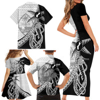 Guam Fish Hook and Palm Tree Family Matching Short Sleeve Bodycon Dress and Hawaiian Shirt Polynesian Pattern Half Style LT03 - Polynesian Pride