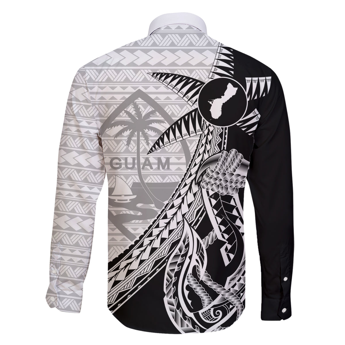 Guam Fish Hook and Palm Tree Family Matching Short Sleeve Bodycon Dress and Hawaiian Shirt Polynesian Pattern Half Style LT03 - Polynesian Pride