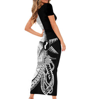 Guam Fish Hook and Palm Tree Family Matching Short Sleeve Bodycon Dress and Hawaiian Shirt Polynesian Pattern Half Style LT03 - Polynesian Pride