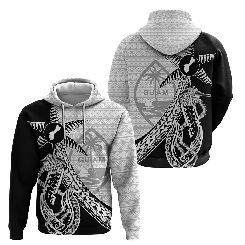 Guam Fish Hook and Palm Tree Hoodie Polynesian Pattern Half Style