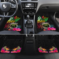 Personalised Vanuatu 44th Anniversary Car Mats Boars Tusk and Melanesian Warrior Indipendens Dei LT03 Set 4pcs Black - Polynesian Pride