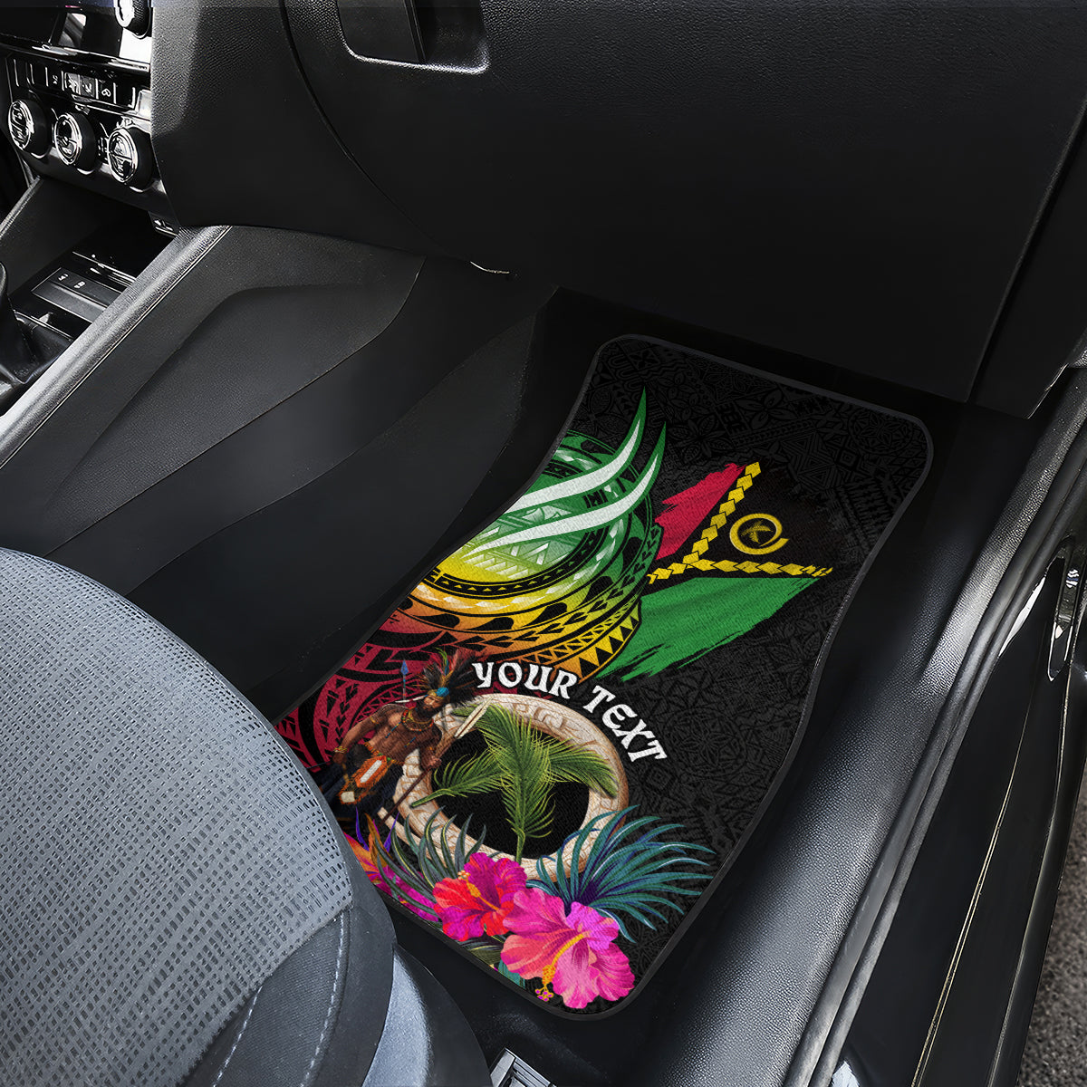 Personalised Vanuatu 44th Anniversary Car Mats Boars Tusk and Melanesian Warrior Indipendens Dei LT03 - Polynesian Pride