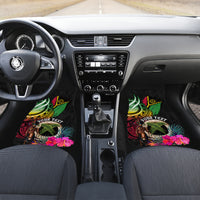 Personalised Vanuatu 44th Anniversary Car Mats Boars Tusk and Melanesian Warrior Indipendens Dei LT03 Set 2pcs - Front Black - Polynesian Pride
