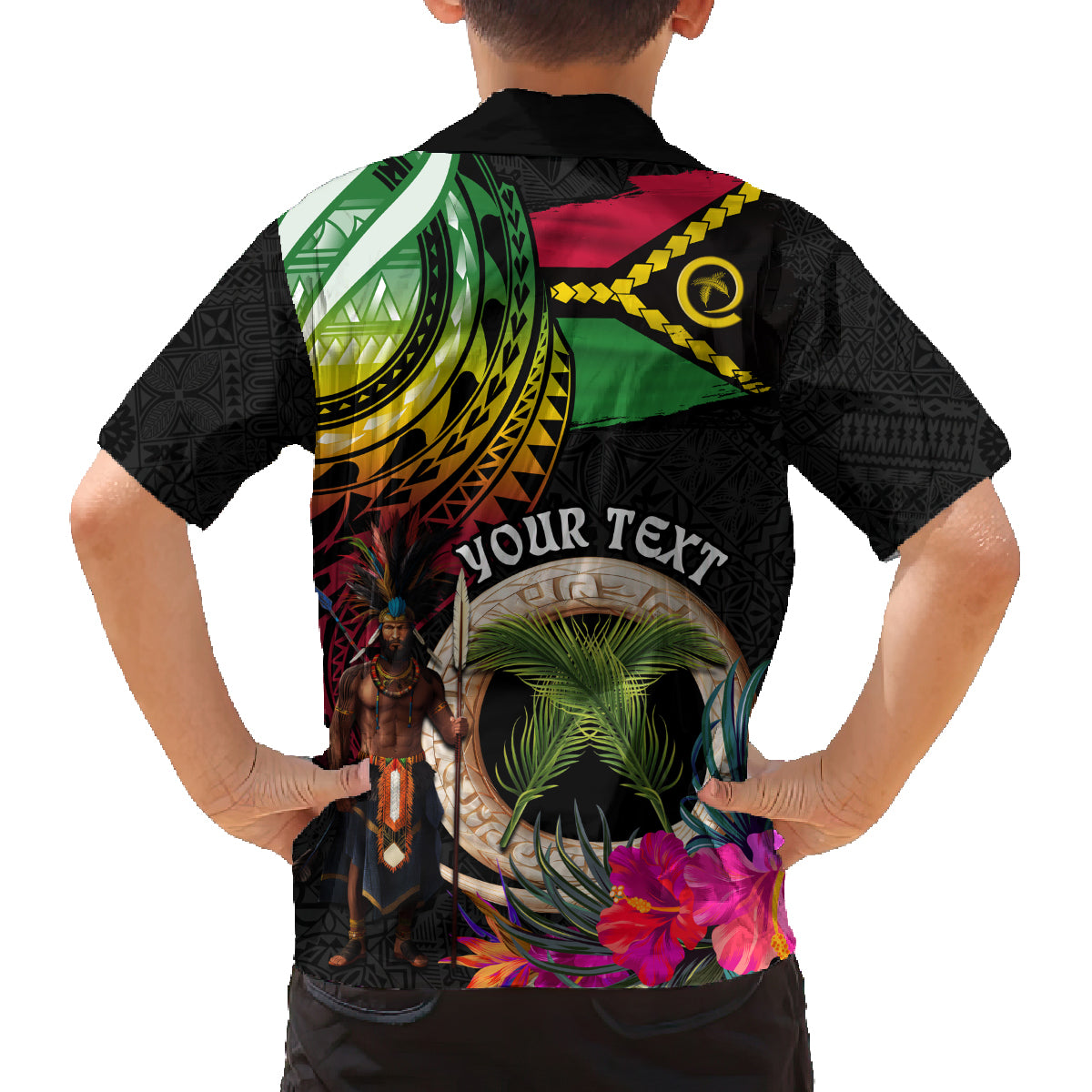 Personalised Vanuatu 44th Anniversary Family Matching Long Sleeve Bodycon Dress and Hawaiian Shirt Boars Tusk and Melanesian Warrior Indipendens Dei LT03 - Polynesian Pride
