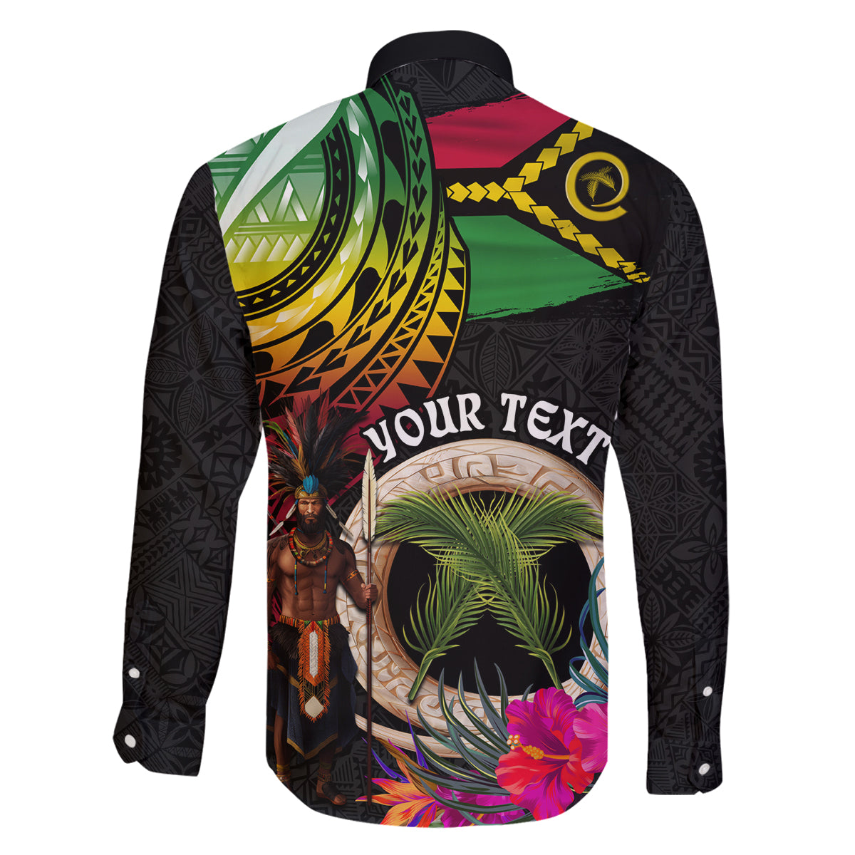Personalised Vanuatu 44th Anniversary Family Matching Long Sleeve Bodycon Dress and Hawaiian Shirt Boars Tusk and Melanesian Warrior Indipendens Dei LT03 - Polynesian Pride
