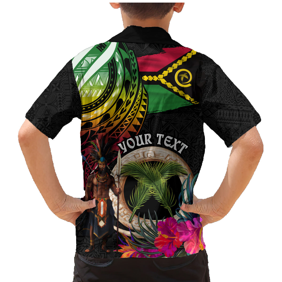 Personalised Vanuatu 44th Anniversary Family Matching Mermaid Dress and Hawaiian Shirt Boars Tusk and Melanesian Warrior Indipendens Dei LT03 - Polynesian Pride