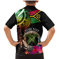 Personalised Vanuatu 44th Anniversary Family Matching Mermaid Dress and Hawaiian Shirt Boars Tusk and Melanesian Warrior Indipendens Dei LT03 - Polynesian Pride