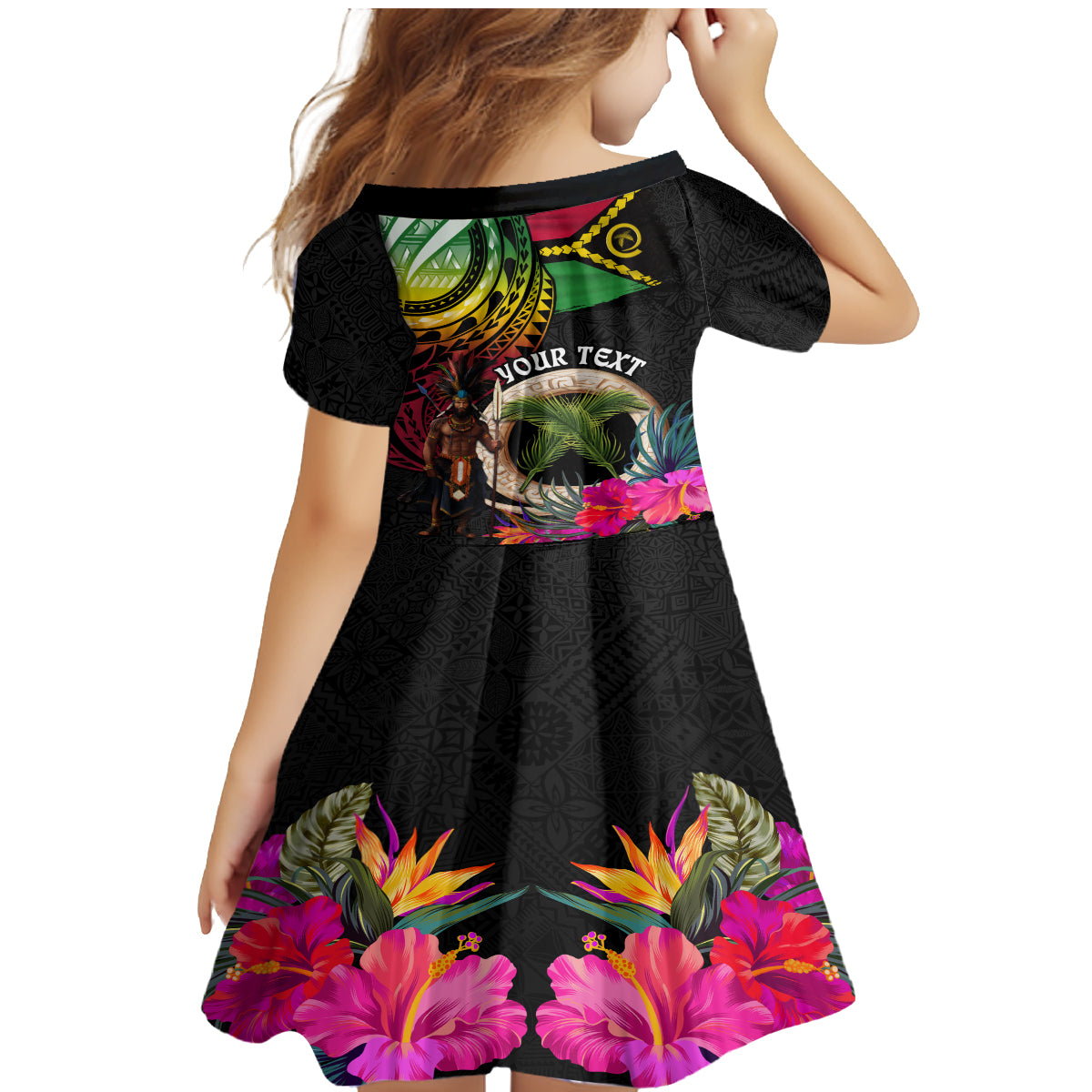 Personalised Vanuatu 44th Anniversary Family Matching Mermaid Dress and Hawaiian Shirt Boars Tusk and Melanesian Warrior Indipendens Dei LT03 - Polynesian Pride