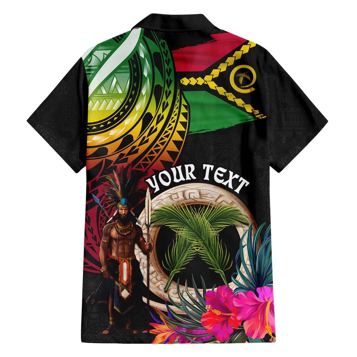 Personalised Vanuatu 44th Anniversary Family Matching Summer Maxi Dress and Hawaiian Shirt Boars Tusk and Melanesian Warrior Indipendens Dei LT03 - Polynesian Pride