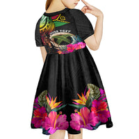 Personalised Vanuatu 44th Anniversary Kid Short Sleeve Dress Boars Tusk and Melanesian Warrior Indipendens Dei LT03 - Polynesian Pride