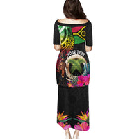 Personalised Vanuatu 44th Anniversary Puletasi Boars Tusk and Melanesian Warrior Indipendens Dei