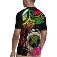 Personalised Vanuatu 44th Anniversary Rugby Jersey Boars Tusk and Melanesian Warrior Indipendens Dei