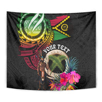 Personalised Vanuatu 44th Anniversary Tapestry Boars Tusk and Melanesian Warrior Indipendens Dei