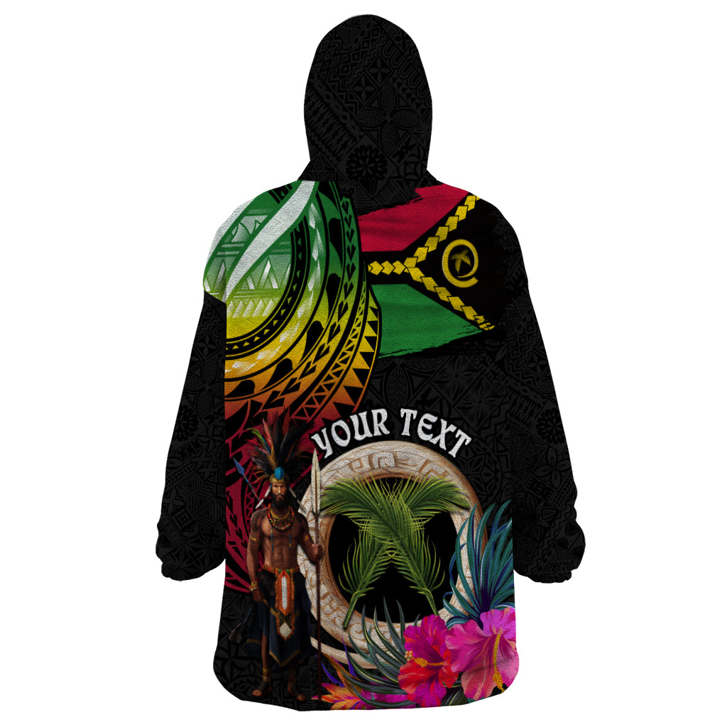 Personalised Vanuatu 44th Anniversary Wearable Blanket Hoodie Boars Tusk and Melanesian Warrior Indipendens Dei LT03 - Polynesian Pride