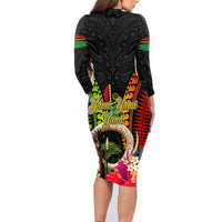 Vanuatu Independence Day Family Matching Long Sleeve Bodycon Dress and Hawaiian Shirt Boars Tusk and Melanesian Warrior Indipendens Dei LT03 - Polynesian Pride
