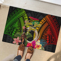 Vanuatu Independence Day Rubber Doormat Boars Tusk and Melanesian Warrior Indipendens Dei LT03 - Polynesian Pride