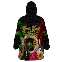 Vanuatu Independence Day Wearable Blanket Hoodie Boars Tusk and Melanesian Warrior Indipendens Dei LT03 - Polynesian Pride