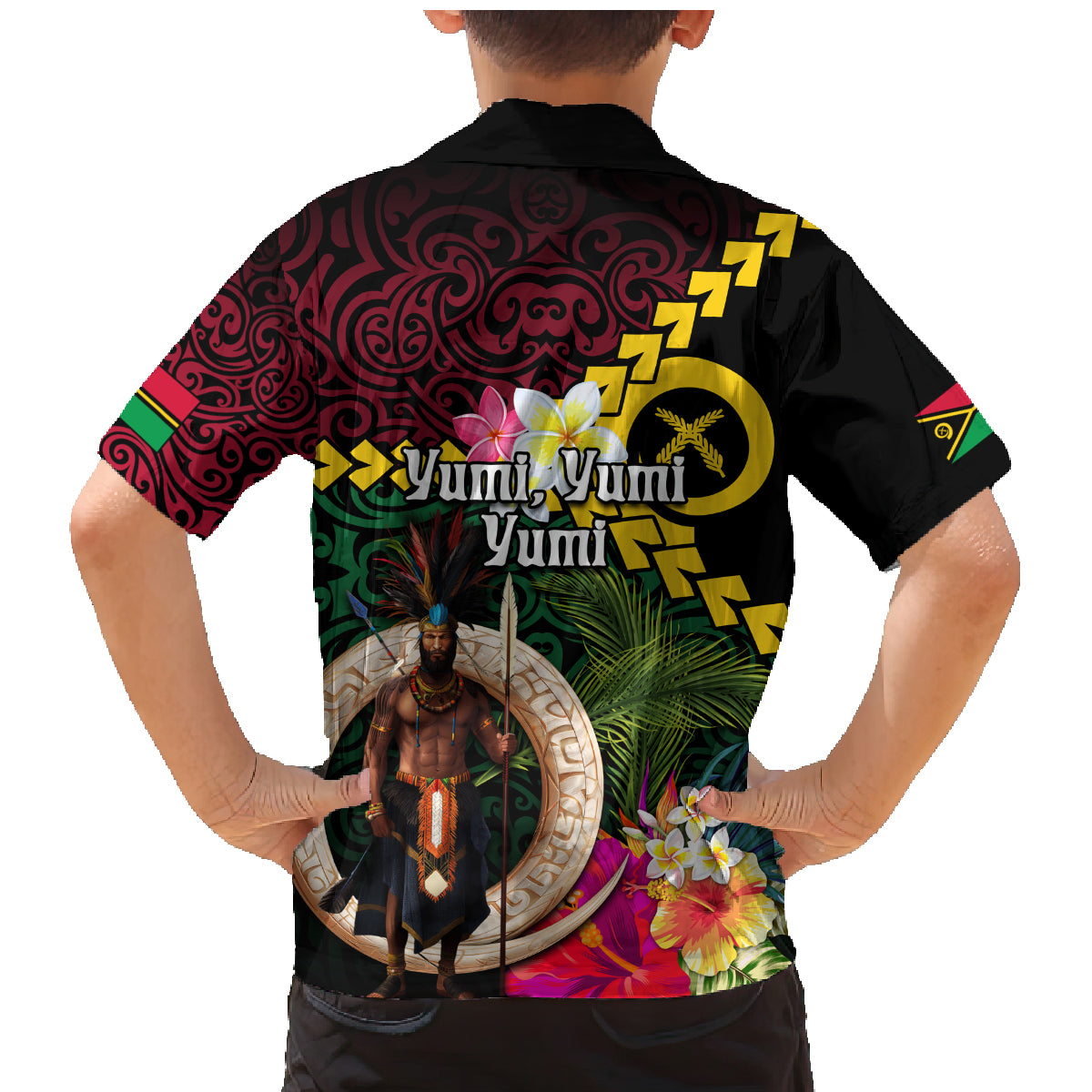 Vanuatu Indipendens Dei Family Matching Mermaid Dress and Hawaiian Shirt Boars Tusk and Melanesian Warrior Hibiscus LT03 - Polynesian Pride