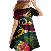 Vanuatu Indipendens Dei Family Matching Mermaid Dress and Hawaiian Shirt Boars Tusk and Melanesian Warrior Hibiscus LT03 - Polynesian Pride