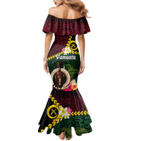 Vanuatu Indipendens Dei Family Matching Mermaid Dress and Hawaiian Shirt Boars Tusk and Melanesian Warrior Hibiscus LT03 - Polynesian Pride