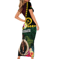 Vanuatu Indipendens Dei Family Matching Short Sleeve Bodycon Dress and Hawaiian Shirt Boars Tusk and Melanesian Warrior Hibiscus LT03 - Polynesian Pride