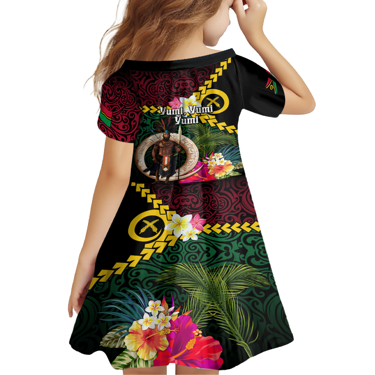 Vanuatu Indipendens Dei Family Matching Summer Maxi Dress and Hawaiian Shirt Boars Tusk and Melanesian Warrior Hibiscus LT03 - Polynesian Pride