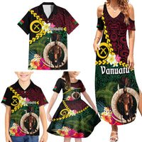 Vanuatu Indipendens Dei Family Matching Summer Maxi Dress and Hawaiian Shirt Boars Tusk and Melanesian Warrior Hibiscus LT03 - Polynesian Pride